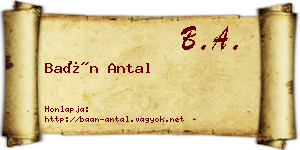 Baán Antal névjegykártya