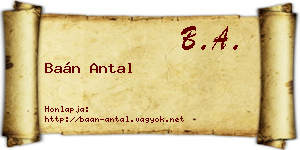 Baán Antal névjegykártya